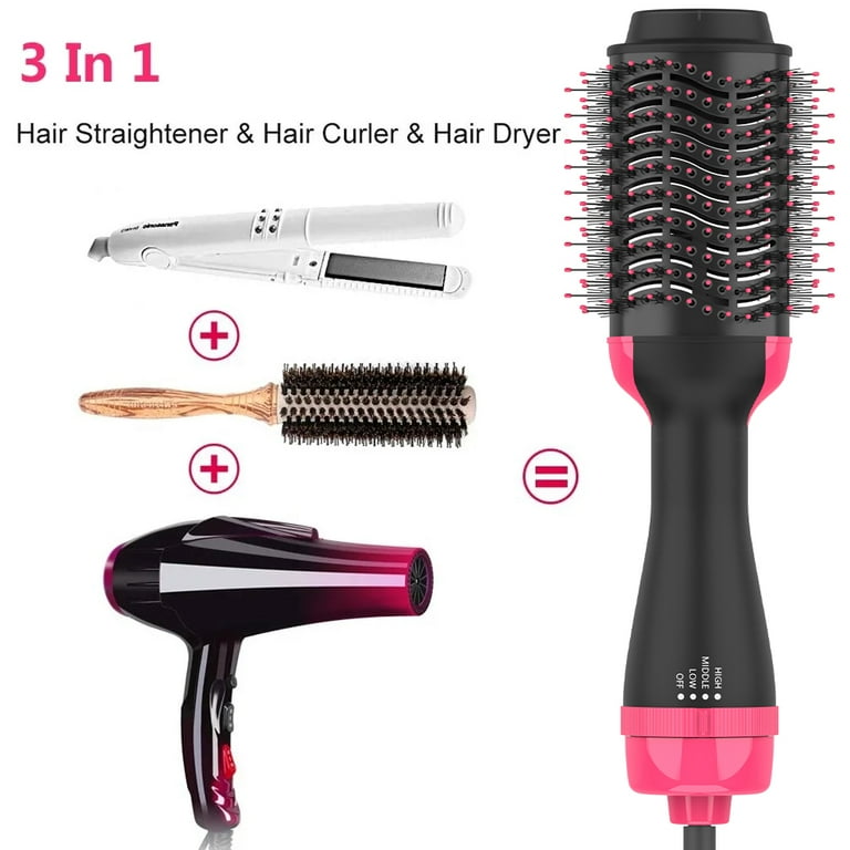 Hair Dryer Volumizer Hot Air Hair Dryer Brush Salon Negative Electric Blow Dryer Rotating Curler and Ion Hair Straightener Brush for Fast