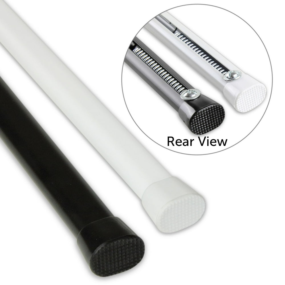 60" Black Contemporary Oval Spring Tension Curtain Rod