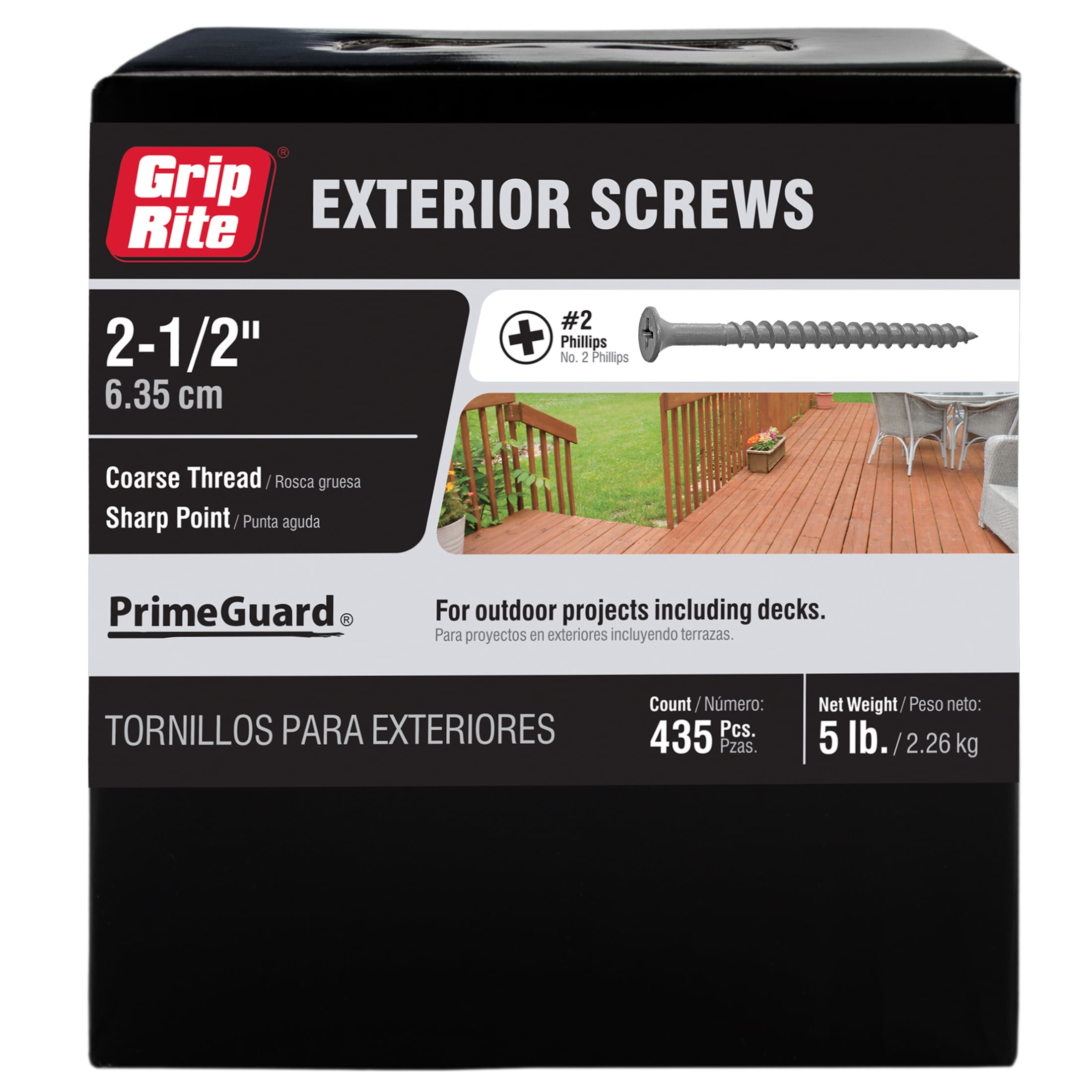 (2 pack) Grip-Rite PrimeGuard Ten #8 x 2-1/2 in. Wood to Wood Deck Screw 5 lb.