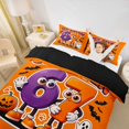 thumbnail image 3 of Homewish Fun Cartoon 67 Number Twin Duvet Cover for Kids, Orange Vintage Ghost Pumpkin Twin Bedding, Black Reversible, 2-Piece, 1 Duvet Cover and 1 Pillowcase, 3 of 6