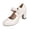 White, variant on Women's Bow Heels Sparkly Mary Jane Block Chunky Heel Comfortable Pumps Slip On Round Toe Low Heels Wedding Evening Party Dress Shoes Wine 6.5 Wide