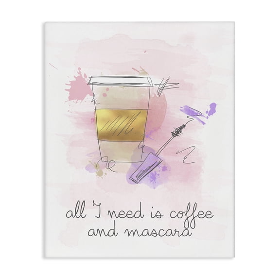 Stupell Industries Need Coffee & Mascara Food & Beverage Painting Gallery Wrapped Canvas Art Print Wall Art, 16 x 20