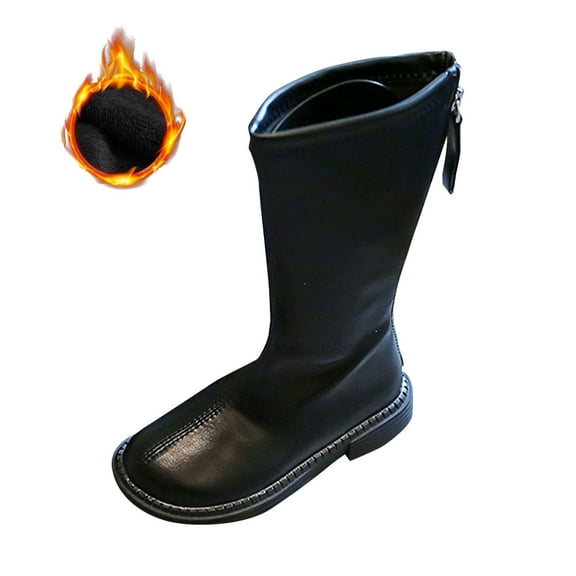 Otqutp Kids Girls and Boys Children's Casual Shoes with Back Zipper Mesh Soft Sole Breathable Sports Short Boots Winter Warm Boots for Cold Weather Outdoor(Black,3.5-4 Years)