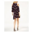 thumbnail image 2 of RACHEL ZOE Womens Navy Cold Shoulder Ruffled Printed 3/4 Sleeve Jewel Neck Above The Knee Dress M, 2 of 2