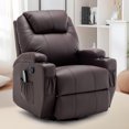 thumbnail image 1 of YSICK Swivel Rocker Recliner Chair with Massage PU Leather for Living Room,Brown, 1 of 7