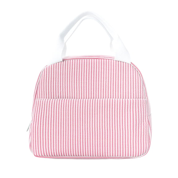 Insulated Striped Lunch Bag, 9.25 x 5.51 x 7.87 in, Handheld Meal Tote for Office Commute and Daily Food Storage