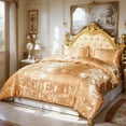 thumbnail image 2 of Jacquard Bedding King Gold Duvet Cover Embroidery Neoclassical Floral Home Decor Comforter Cover Elegant Bed Sets Luxury Taupe 3 Pcs C95, 2 of 3