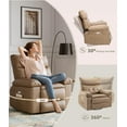thumbnail image 4 of KOKEBREN Electric Power Recliner Chair - PU Leather Swivel Rocker with Massage & Heat,270° Rotation,Side Pocket & Remote Control-Compact 21" Wide Motorized Glider for Living Room,Tan, 4 of 9