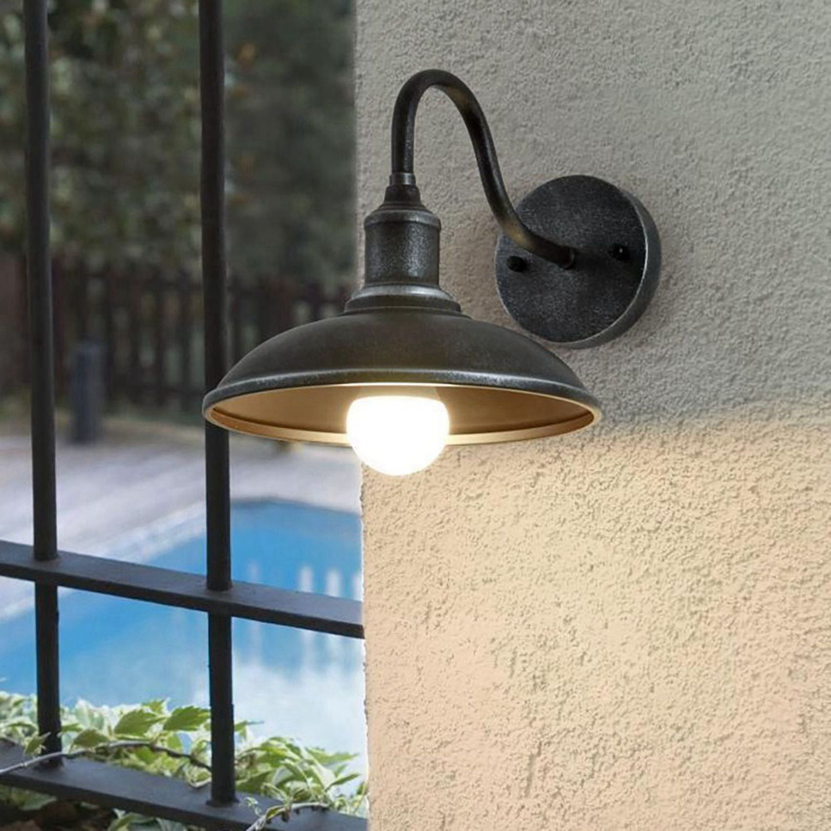 2X LED Gooseneck Barn Light Outdoor Wall Lamp Front Porch Farmhouse Fixture Garden Lights
