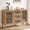 Oak, variant on Buffet Cabinet with Slatted Doors, 47" W Sideboard Buffet with Drawers, Modern Mid Century Accent Storage Cabinet for Living Room, Entryway, Kitchen, Walnut