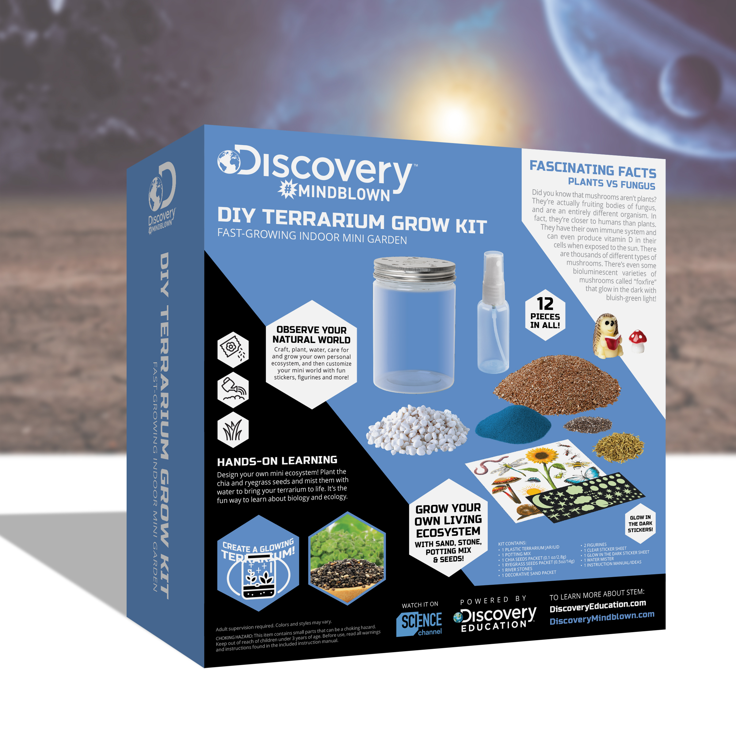 Discovery #Mindblown DIY Terrarium Grow Kit, STEM Educational Science Project, Ages 6+, Multicolor