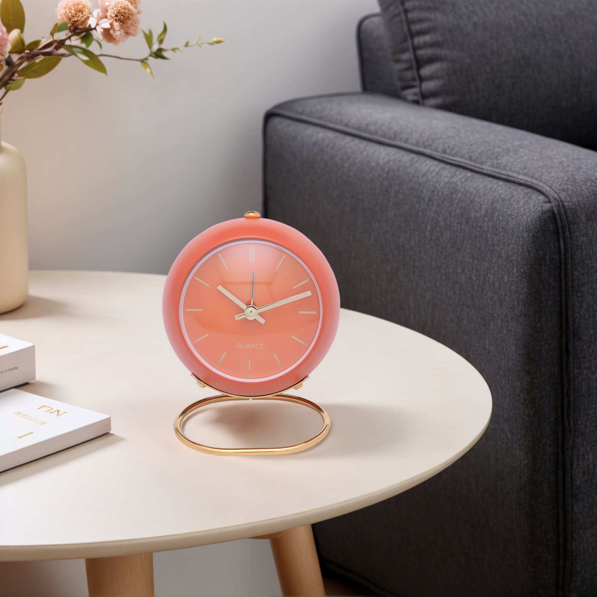 Unique Bargains Spherical Mechanical Alarm Clock Orange 4.1"L x 2.5"W x 3.5"H