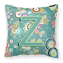 Carolines Treasures CJ2015-ZPW1414 Letter Z Circle Circle Teal Initial Alphabet Canvas Fabric Decorative Pillow  14Hx14W