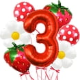 thumbnail image 1 of Set de globos con forma de fresa Corabsar para niña de tercer cumpleaños, 1 of 7