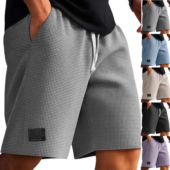 KeShDi Running Shorts Basketball Shorts Mesh Cotton Men Solid Color Casual Fashion Pocket Elastic Waist Loose Drawstring Pants Dark Gray 4X