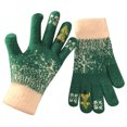thumbnail image 3 of SUXIAN Winter Gloves Women Christmas Fingerless Touchscreen Knitted Five Finger Thermal Warmth Festive Holiday Gloves Winter Womens Dark Green One Size, 3 of 3