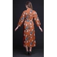 thumbnail image 4 of Bimba Medium Orange Bird Blossom & Robin Cotton Robe Women Lightweight Printed Crossover Robes Bridesmaid Getting Ready Shirt X, 4 of 5