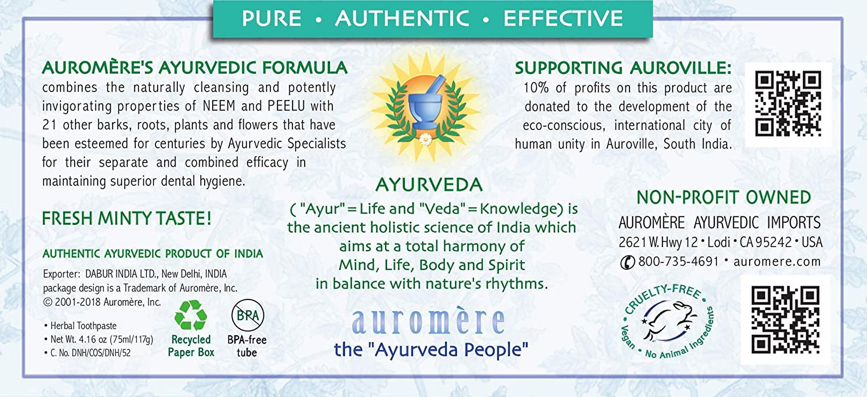 Auromere Ayurvedic Herbal Toothpaste, Fresh Mint 4.16oz 2 Pack