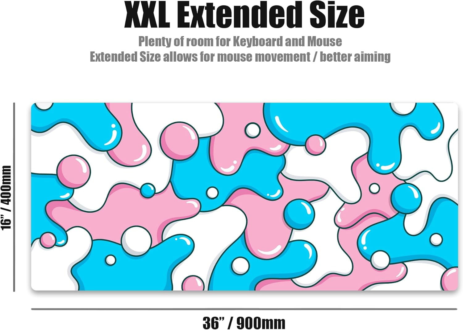 Gaming Mouse Pad Large Cotton Candy XXL Mouse Pad for Gaming - Desk Mat for Keyboard - Thick Artisan Mousepad for Desk (Cotton Candy Drip)