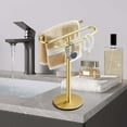 thumbnail image 6 of Hand Towel Stand Watch Holder Space Saving Rustproof Antiskid Bottom Height 31cm Versatile for Vanity Countertop Accessories Golden, 6 of 8