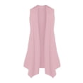thumbnail image 3 of IROINNID Cardigan for Women Sleeveless Front Open Pleated Sleeveless Cardigan Asymmetric Hem Lightweight Basic Solid Casual Cardigans,Pink, 3 of 4