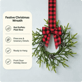 thumbnail image 4 of Mini Christmas Cabinet Wreath with Red Black Buffalo Plaid Bow, 10.2 Inch Farmhouse Artificial Norfolk Pine Wreath, Pinecone Small Hanging Decor for Door Window Xmas Party, 4 of 4
