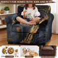 thumbnail image 4 of FKELYI Marble Black Gold Print Stretch Armchair Slipcover 2 Pcs Set Couch Sofa Cover with Separate Cushion Cover Non-Slip Furniture Protector Washable Living Room Decor, 4 of 7