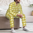 thumbnail image 7 of Susaid Yellow Checkboard Print Men's Long Sleeve Pajama Set, Two-Piece Button-Down Loungewear PJs Set, Comfortable Sleepwear for Relaxation-X-Large, 7 of 7