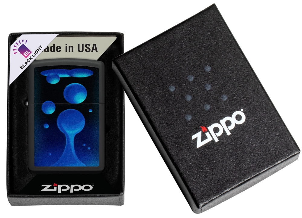 Zippo Black Light Lava Lamp Design Black Matte Pocket Lighter