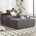 thumbnail image 3 of Chaise Lounge Chair Indoor, Oversized Corduroy Upholstered Boneless Sofa with USB & Type C, Deep Seat Sleeper Couch Reading Chairs with Pillows, Pre-assembled Corduroy Sofas Couches Living Room, 3 of 12