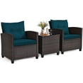 thumbnail image 7 of Gymax Set of 3 Rattan Furniture Set Patio Cushioned Conversation Set Sofa Peacock Blue, 7 of 7