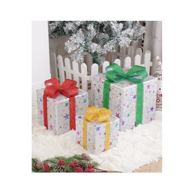 Caja de regalo decorativa Matsuzay adornos navideños luces LED