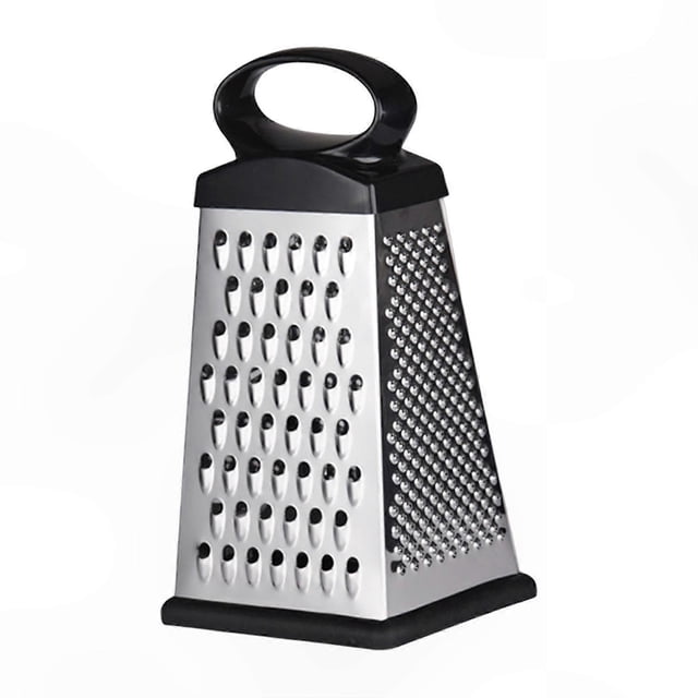 Four-Sided Grater with Ergonomic Handle and Rubber Ring for Cheese, Vegetable, and Potato Cutting