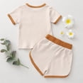 thumbnail image 3 of StylesILove Baby Boys Girls Contrast Binding Solid Top & Shorts 2pcs Unisex Toddler Ribbed Short Sleeve Cotton Sumner Outfit (Ivory, 24 Months), 3 of 8