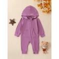 thumbnail image 2 of Bslissey Newborn Baby Boys Girls Casual Hooded Jumpsuit Solid Color Long Sleeve Zipper Hoodie Rompers with Pockets Infant Toddler Cute Daily Clothes 0-24 Months, 2 of 8