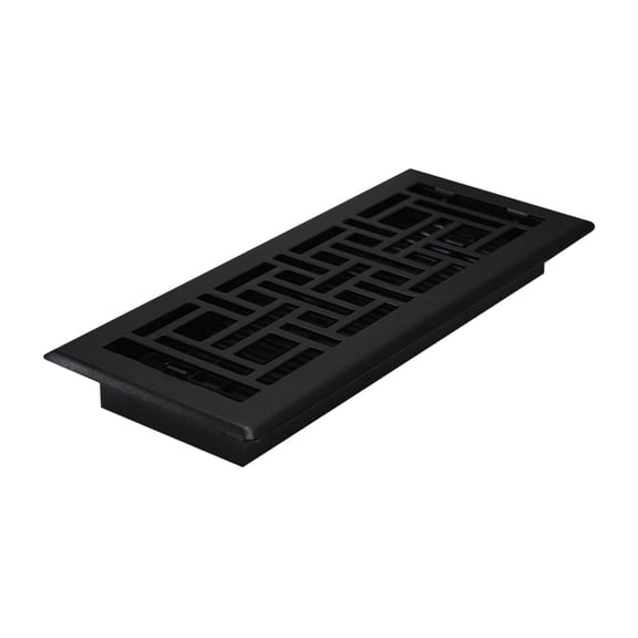 Decor Grates AJH412-BLK Oriental Floor Register, 4x12 Inches, Textured Black Finish