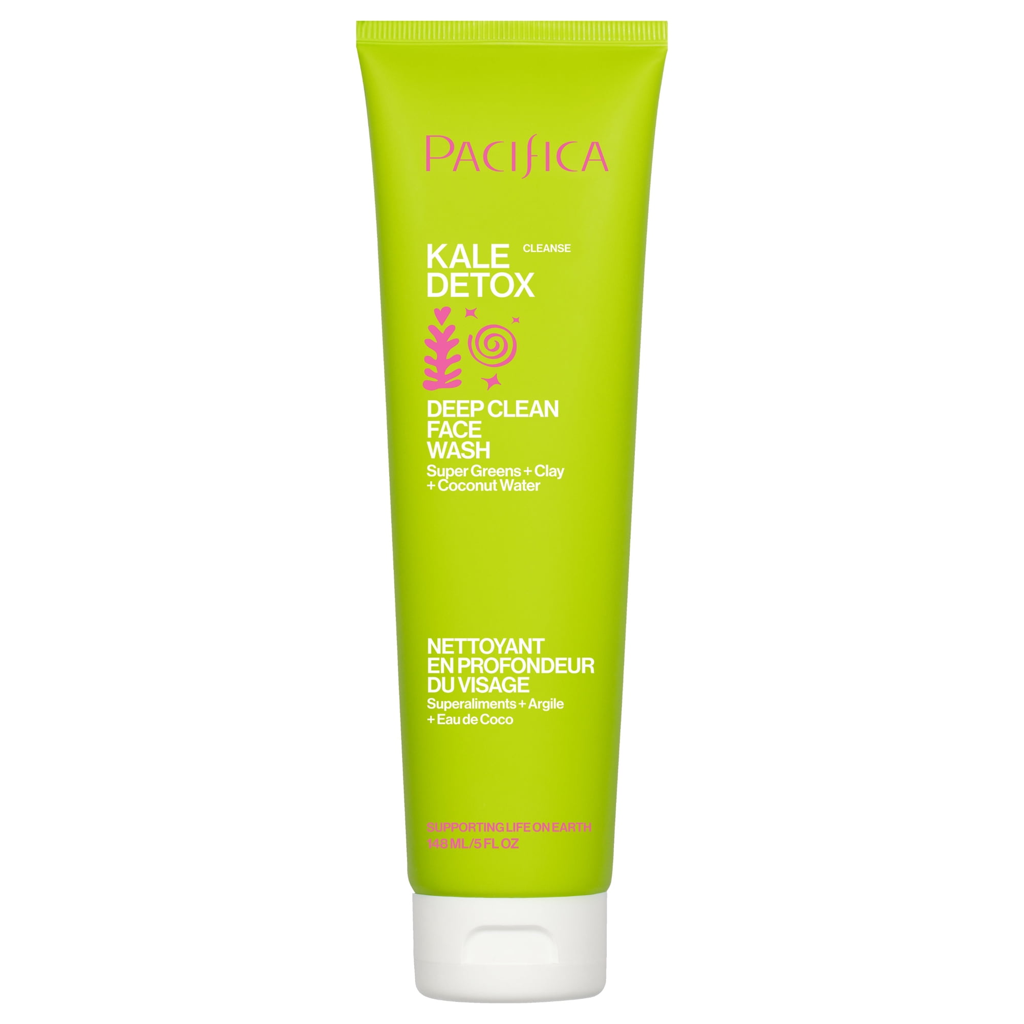 Pacifica Kale Detox Face Wash for Oily & Acne-Prone Skin, Deep Cleansing Facial Cleanser & Makeup Remover with Super Greens Kale, Seaweed & Clay, Vegan & Cruelty-Free, 5 fl oz
