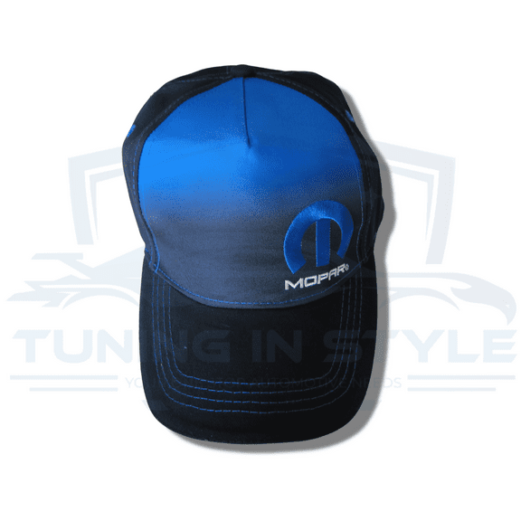 Mopar Embroidered Logo Baseball Cap Blue Black Faded Pattern Official Licensed