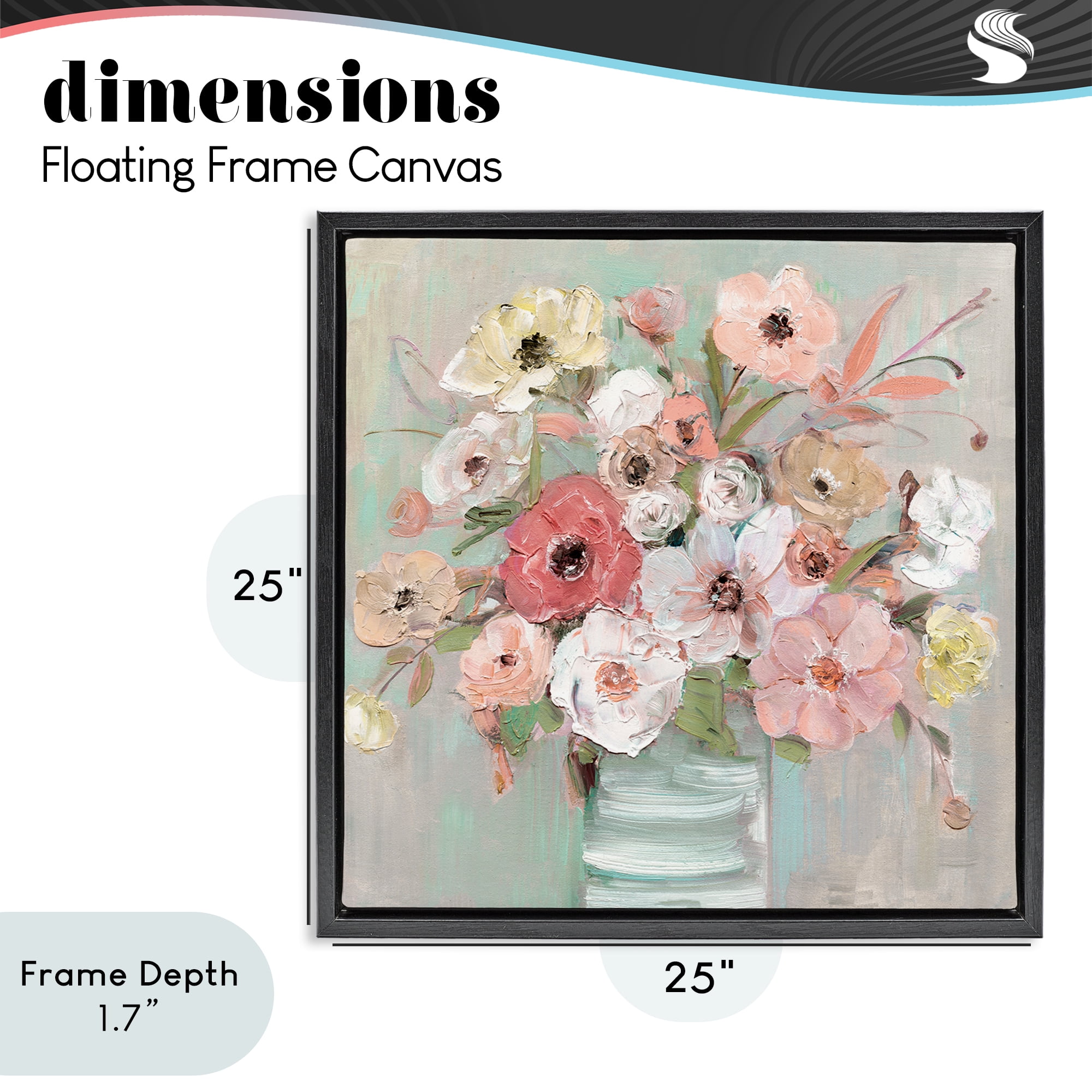 Stupell Industries Pastel Flower Forms Vase Black Framed Floater Canvas Wall Art, design by Sally Swatland