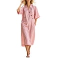 thumbnail image 5 of YuXingFu Long Dresses for Women Mini V-Neck Plus Size Womens Dress Short Sleeve A Line Casual Summer Pink L, 5 of 9