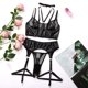 thumbnail image 4 of Women Metal Buckle Bandage Lingerie Black Mesh Bra Panty Garter Outfit, 4 of 8