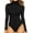 Black, variant on Womens Mock Turtle Neck Long Sleeve Tops Bodysuit Jumpsuit
