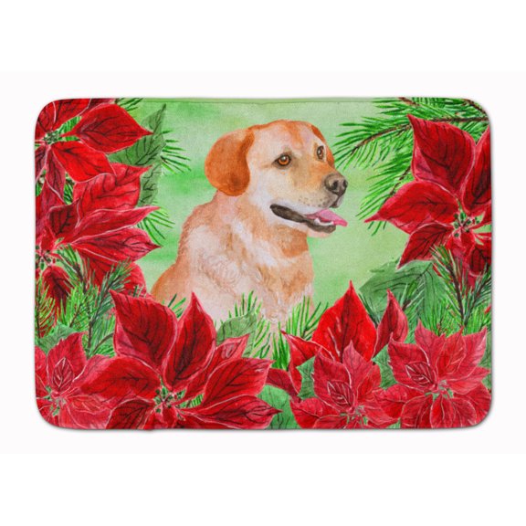 Labrador Retriever Poinsettas Machine Washable Memory Foam Mat