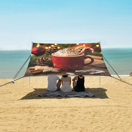 Beach Tent Beach Canopy 9.2x10.5Ft Beach Tent Sun Shelter Outdoor Canopy with Carry Bag for Camping, Backyard and Picnics A Mug Of Hot Cocoa