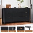 thumbnail image 5 of Weselon 9 Drawer Double Dresser, Wood Chest of Drawers, Modern Fluted Wide Chest of Drawers,  Storage Cabinet Organizer for Bedroom, Living Room and Entryway, Black, 5 of 10