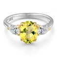 thumbnail image 3 of Gem Stone King 925 Silver and 10K Yellow Gold Canary Mystic Topaz and F - G Lab Grown Diamond Engagement Ring for Women | 2.70 Cttw | Oval 9X7MM | Gemstone November Birthstone | Size 9, 3 of 6