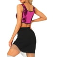 thumbnail image 3 of TOP CROP METÁLICO CON LENTEJUELAS INSPIRE CHIC PARA MUJERES, BRILLO Y SIN MANGAS, TANK TOP DE FIESTA Y CLUB XL ROJO ROSA, 3 of 6