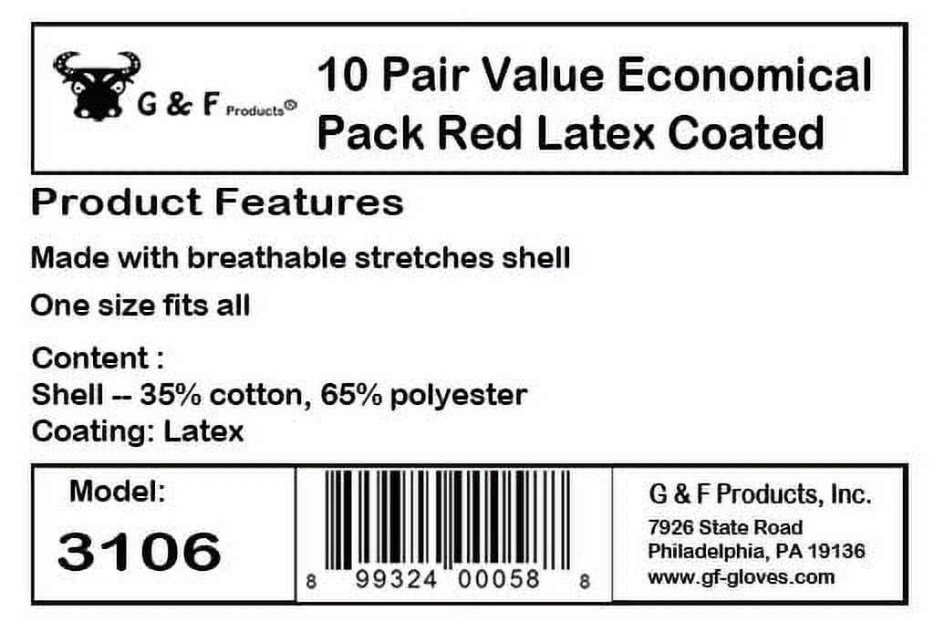 G & F Products Latex Dipped Nitrile Coated Gloves, 300 Pairs, String Knit Palm, Large