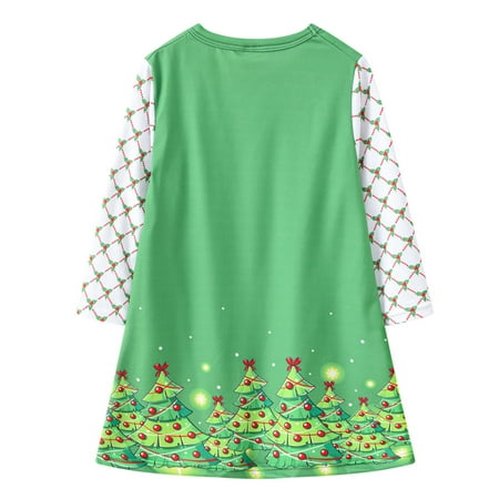 

QWERTYU Infant Baby Toddler Child Children Kids Long Sleeve Christmas Dress for Girl Fall Winter Sundress Dresses 3Y-8Y