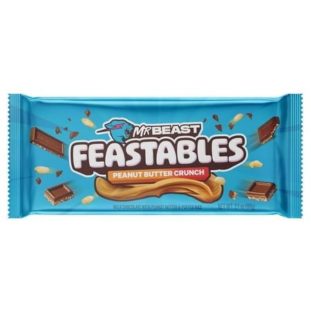 Feastables MrBeast Peanut Butter Chocolate Crunch Bar, 2.1 oz (60g), 1 Count